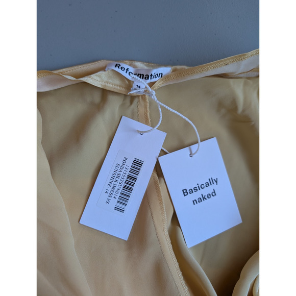 NWD Reformation Ronda Silk Wedding Gown Maxi Dress Size 14 Sunshine #4A458 - Picture 5 of 16